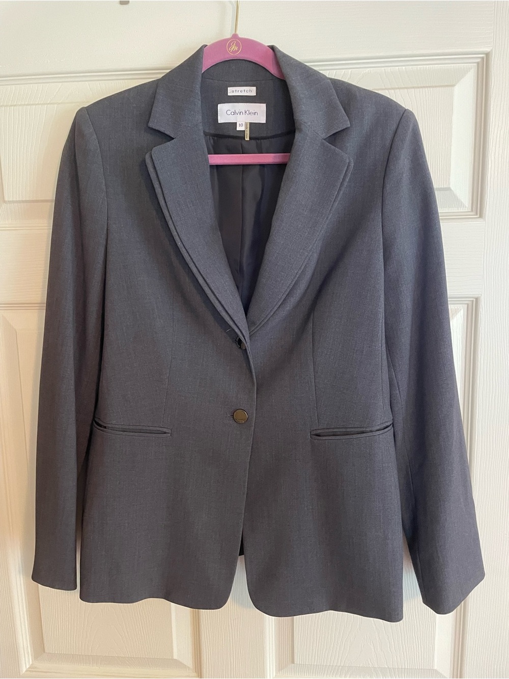 Calvin Klein Charcoal Gray Single-Button Women's Blazer